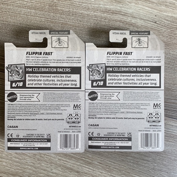 2 Hot Wheels Flippin Fast HW Celebration Racers Hotwheels Mattel New 2024 Asan - Picture 4 of 5